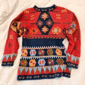 Vintage Cambridge Dry Goods Navy and Orange Sweater